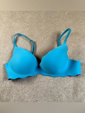 Very Sexy Push Up Bra Victoria's Secret Blue Animal Print Adjustable Straps 36B